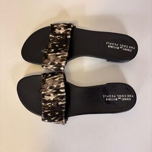 Stuart Weitzman Black & Brown Patterned Leather‎ Sandals 6.5